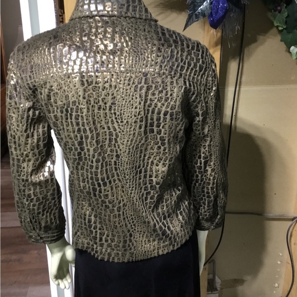 Ruby Rd Zip Up Brown & Gold Blazer - Picture 10 of 16